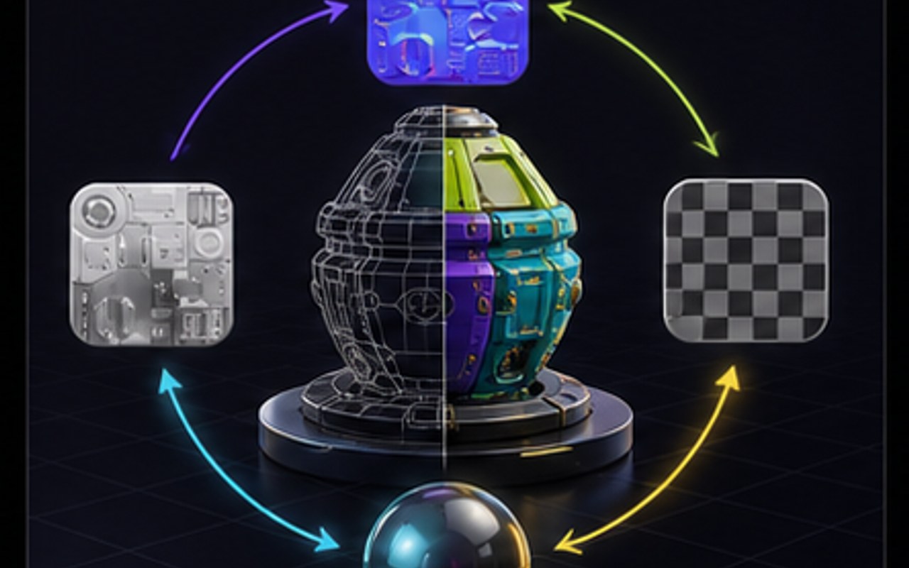 A generated 3D model with PBR texture maps applied directly, skipping manual UV painting