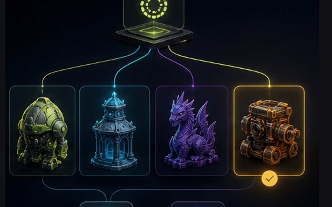 Trify3D multi-model workflow — three engines on one input