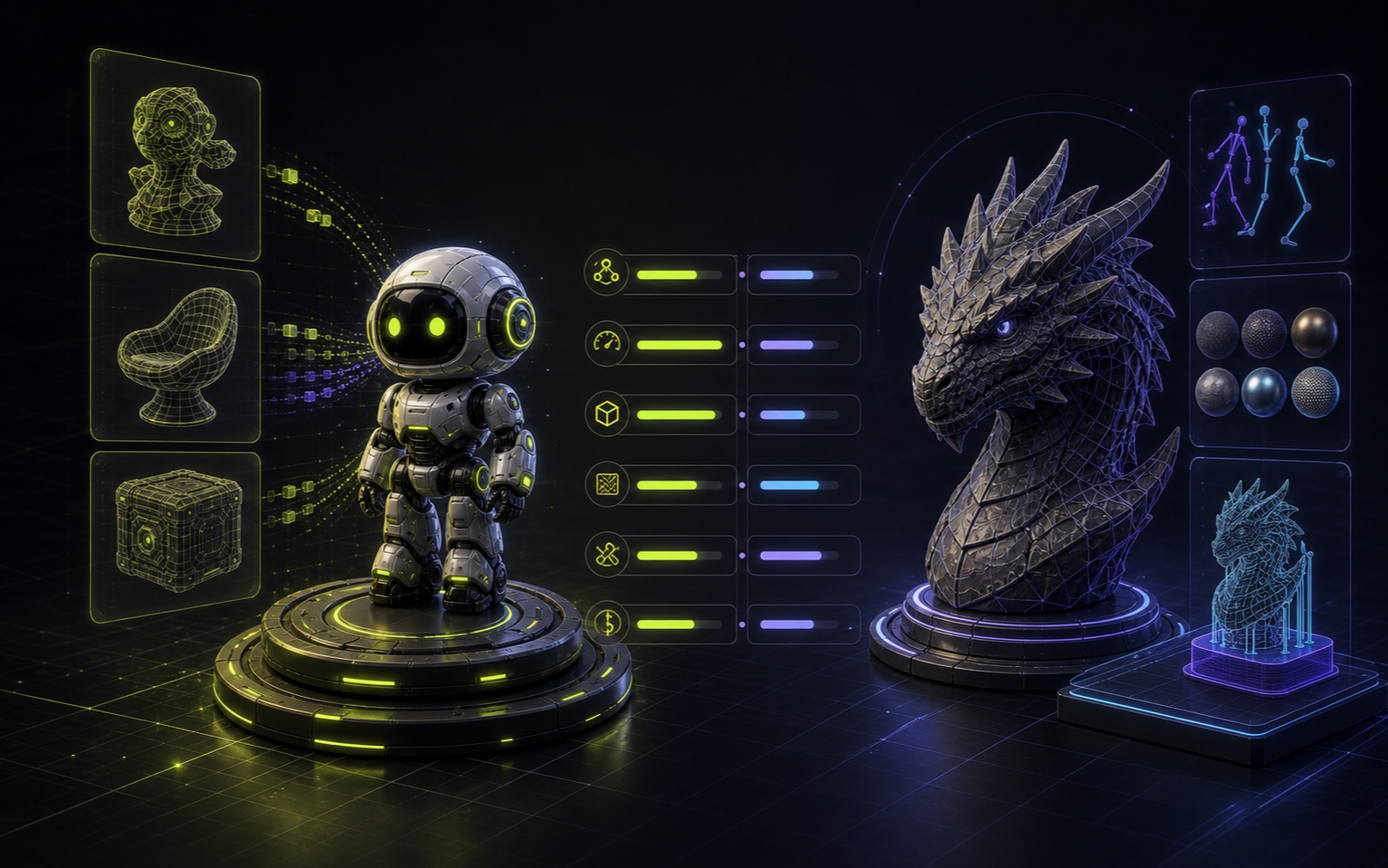 Trify3D and Meshy 3D outputs compared side by side