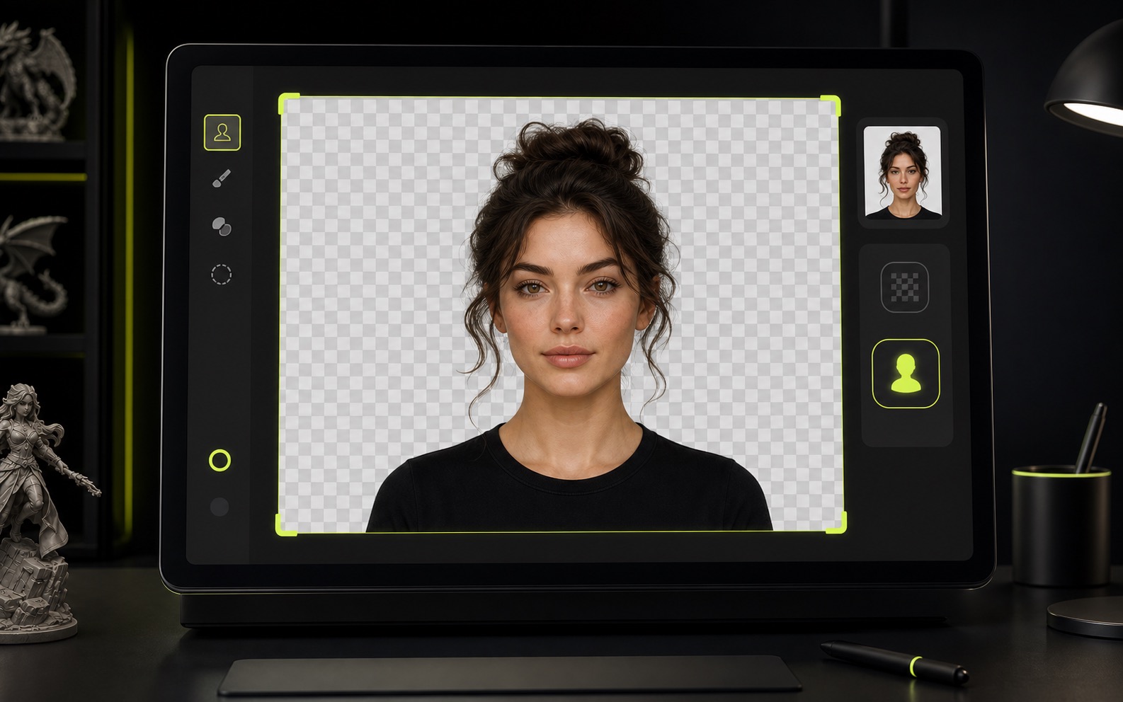 Portrait isolated on a transparent background before conversion into a 3D printable statue