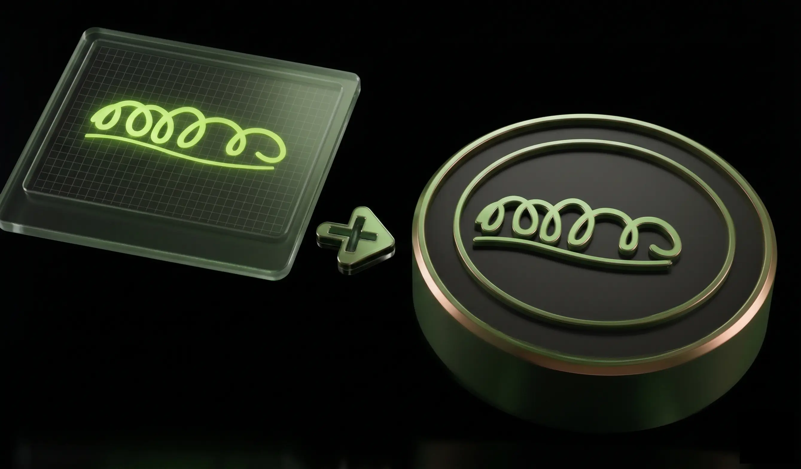 Transparent handwritten signature transformed into a 3D relief stamp