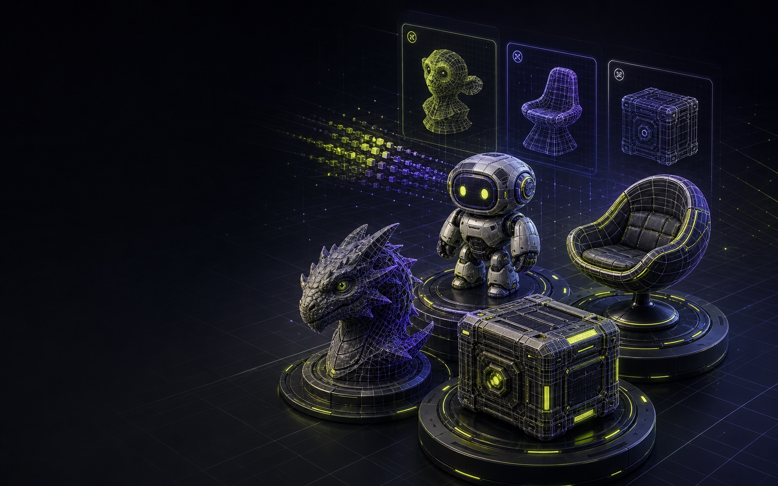 Text prompt turned into a 3D model across three engines