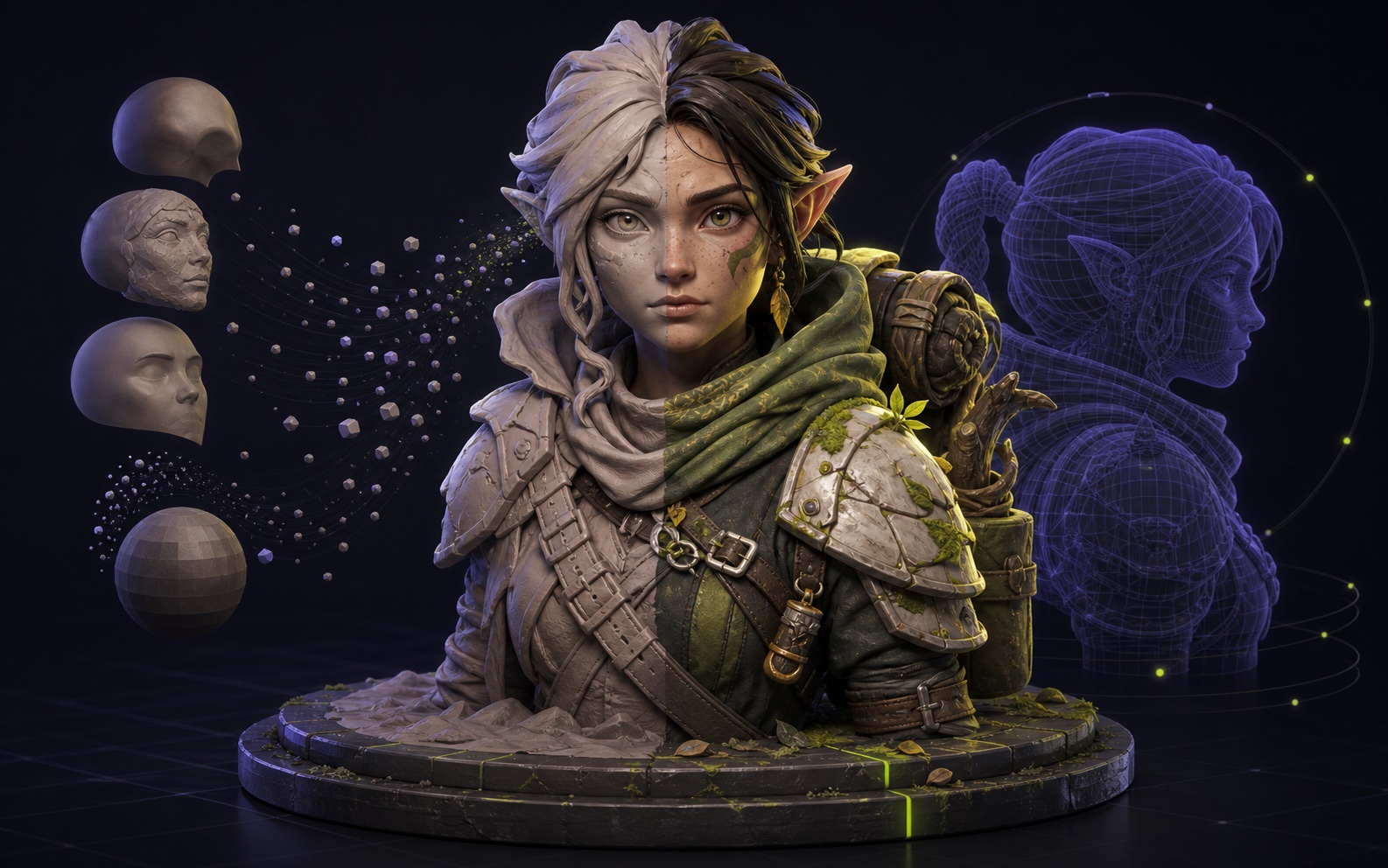 Organic character generated from a text prompt