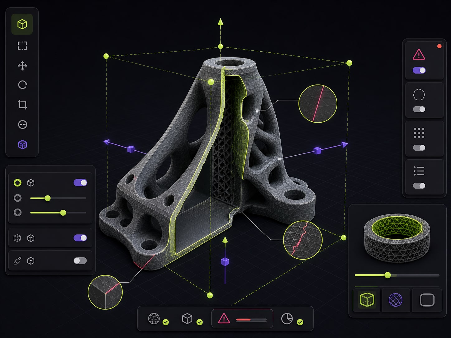 STL mesh being edited with scale, hollow, and repair tools.