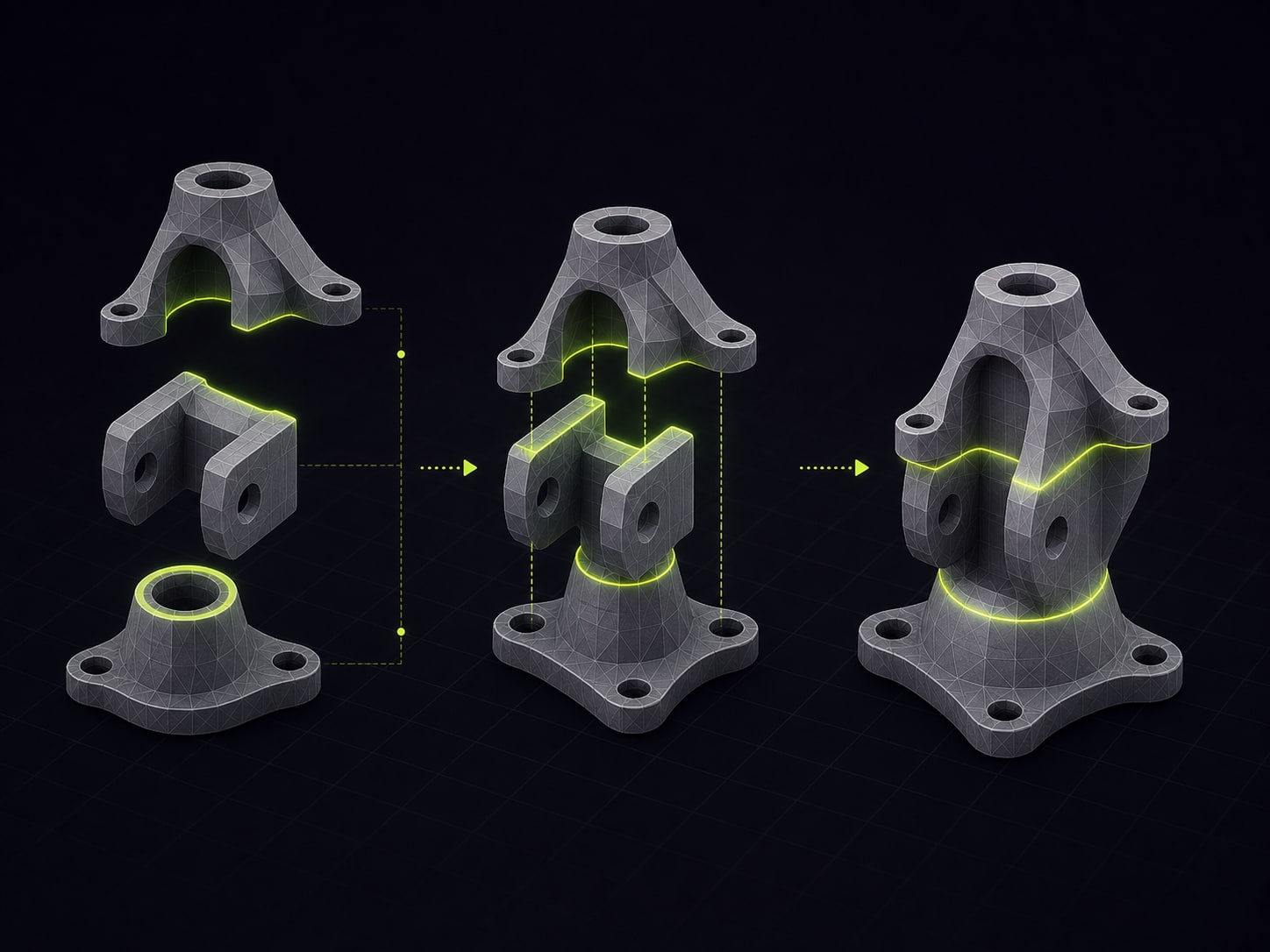 Multiple STL parts combined into one unified 3D printable model.