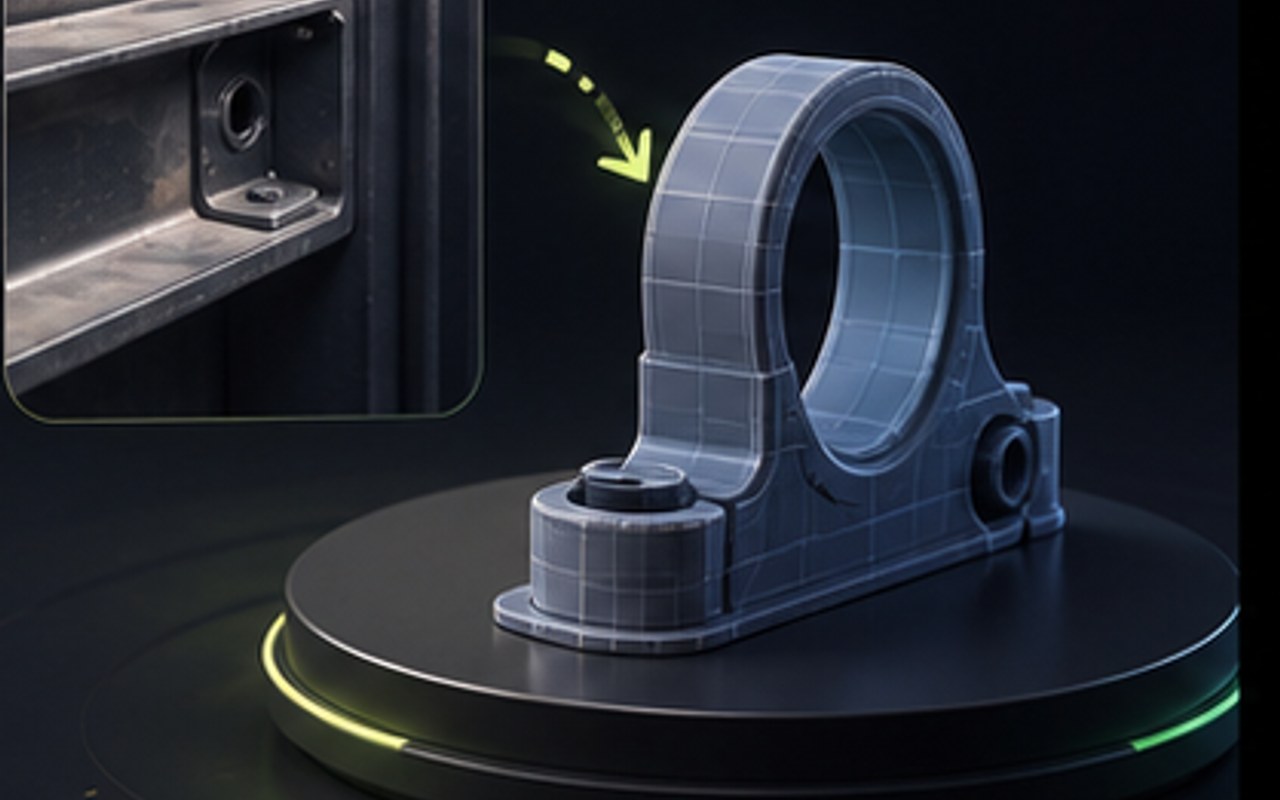 Replacement bracket 3D-printed from a photo of the broken part