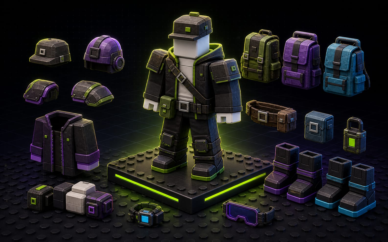 Avatar clothing and accessory meshes generated for Roblox UGC